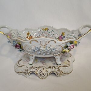 19th Century Carl Thieme Reticulated Centerpiece RARE WITH BASE
